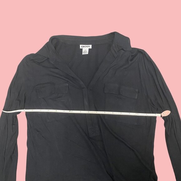 DKNY Black Long Sleeve Blouse with Chest Pockets – Size M - Picture 3 of 7